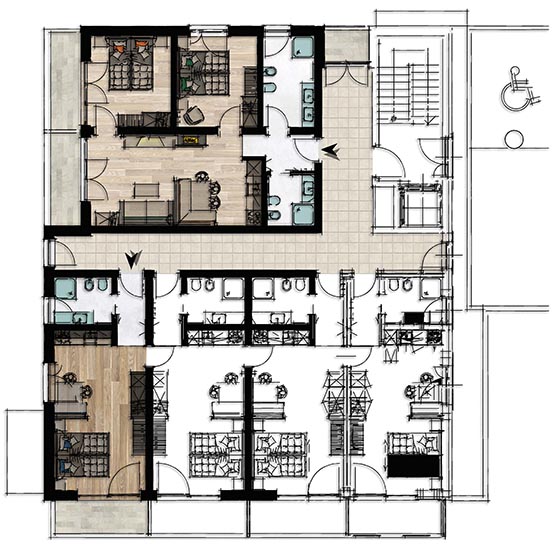 Floor plan of the apartments